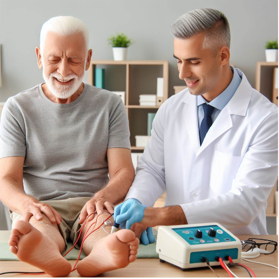 Imagem que ilustra i paciente com dor crônica recebendo atendimento do seu fisioterapeuta